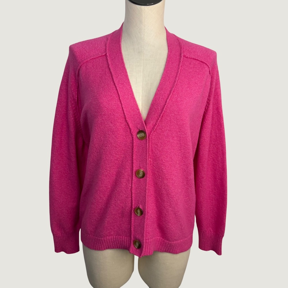 Loft Womens Pink V Neck Button Front Cardigan Sweater Size M Soft Girl Cozy